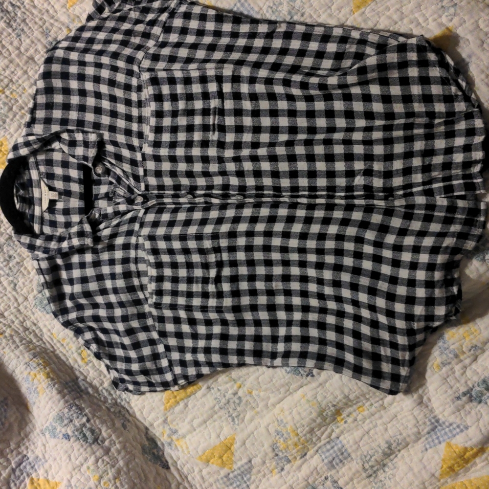 Plaid short sleeve lucky brand size large navy and white